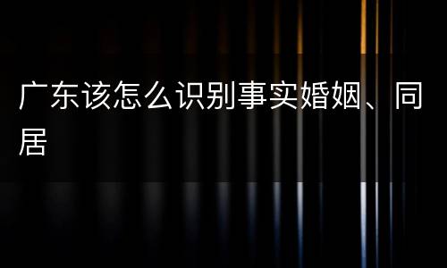 广东该怎么识别事实婚姻、同居