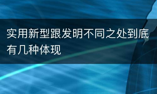 实用新型跟发明不同之处到底有几种体现