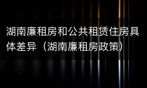 湖南廉租房和公共租赁住房具体差异（湖南廉租房政策）