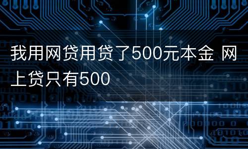 我用网贷用贷了500元本金 网上贷只有500