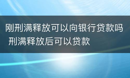 刚刑满释放可以向银行贷款吗 刑满释放后可以贷款