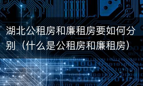 湖北公租房和廉租房要如何分别（什么是公租房和廉租房）