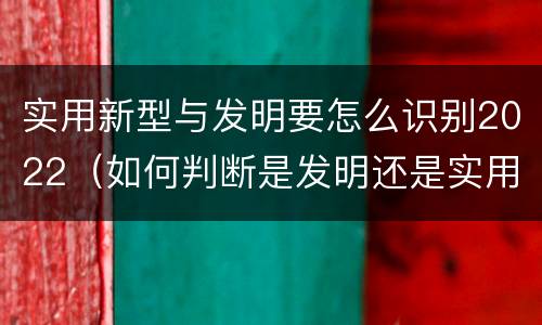 实用新型与发明要怎么识别2022（如何判断是发明还是实用新型）