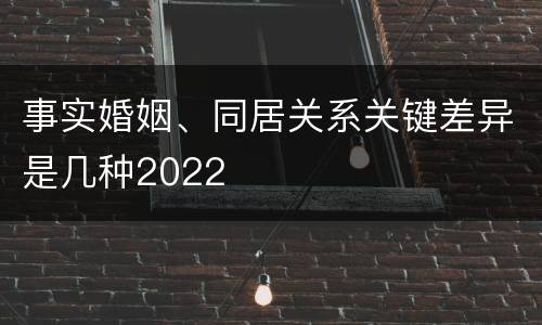 事实婚姻、同居关系关键差异是几种2022