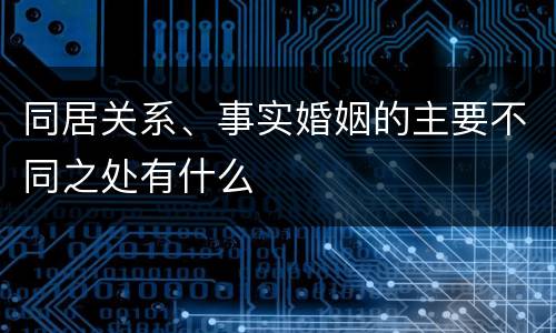 同居关系、事实婚姻的主要不同之处有什么