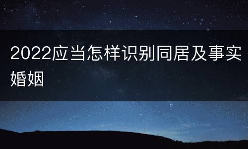 2022应当怎样识别同居及事实婚姻