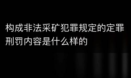 构成非法采矿犯罪规定的定罪刑罚内容是什么样的