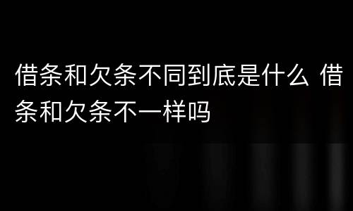 借条和欠条不同到底是什么 借条和欠条不一样吗