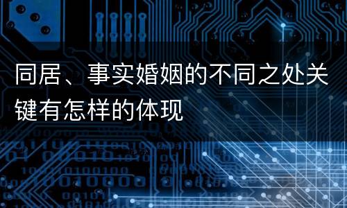 同居、事实婚姻的不同之处关键有怎样的体现