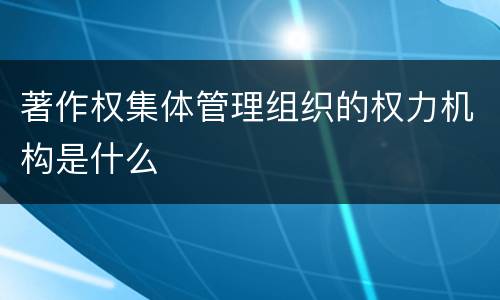 著作权集体管理组织的权力机构是什么