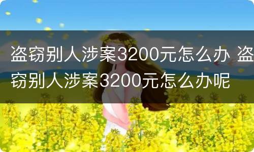 盗窃别人涉案3200元怎么办 盗窃别人涉案3200元怎么办呢