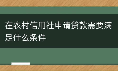 在农村信用社申请贷款需要满足什么条件