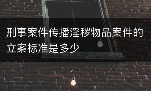 刑事案件传播淫秽物品案件的立案标准是多少