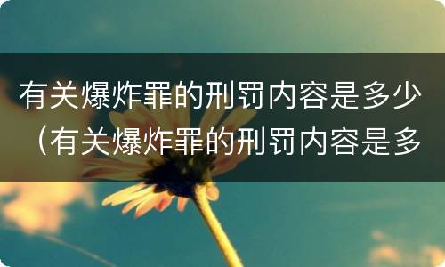 有关爆炸罪的刑罚内容是多少（有关爆炸罪的刑罚内容是多少种）