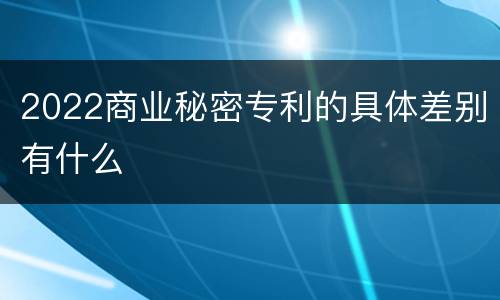 2022商业秘密专利的具体差别有什么