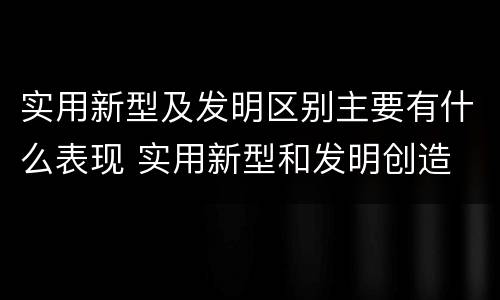 实用新型及发明区别主要有什么表现 实用新型和发明创造