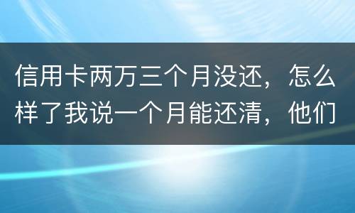 信用卡两万三个月没还，怎么样了我说一个月能还清，他们及了能坐牢吗