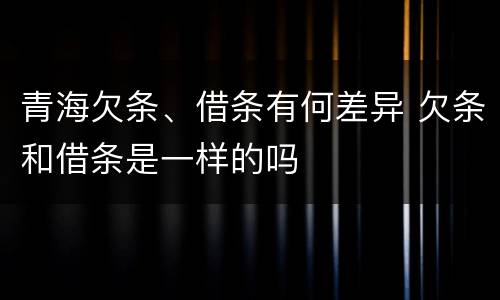 青海欠条、借条有何差异 欠条和借条是一样的吗