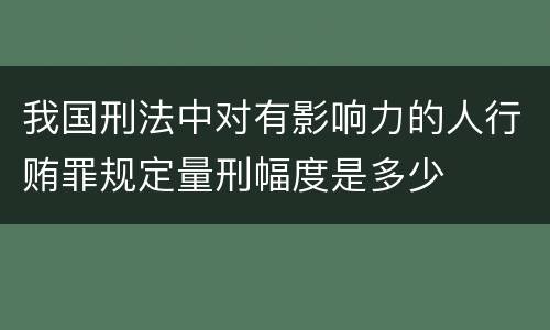 我国刑法中对有影响力的人行贿罪规定量刑幅度是多少