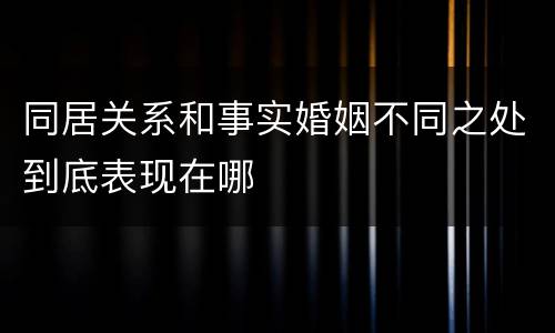 同居关系和事实婚姻不同之处到底表现在哪