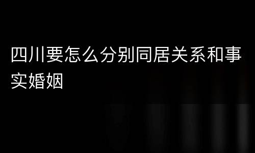 四川要怎么分别同居关系和事实婚姻