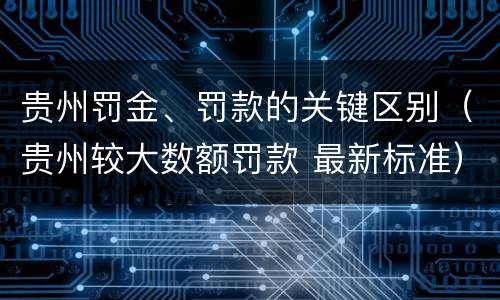 贵州罚金、罚款的关键区别（贵州较大数额罚款 最新标准）