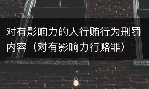 对有影响力的人行贿行为刑罚内容（对有影响力行赂罪）