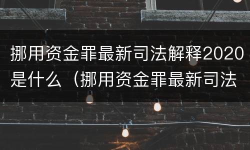 挪用资金罪最新司法解释2020是什么（挪用资金罪最新司法解释2020是什么规定）