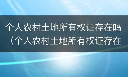 个人农村土地所有权证存在吗（个人农村土地所有权证存在吗怎么查）