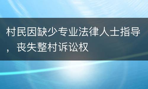 村民因缺少专业法律人士指导，丧失整村诉讼权