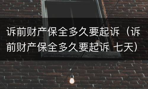 诉前财产保全多久要起诉（诉前财产保全多久要起诉 七天）