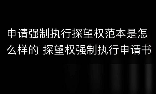 申请强制执行探望权范本是怎么样的 探望权强制执行申请书