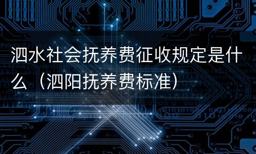 泗水社会抚养费征收规定是什么（泗阳抚养费标准）