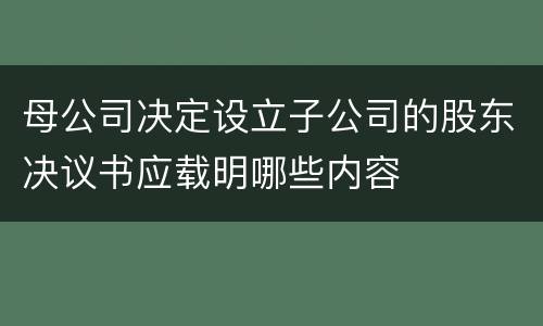 母公司决定设立子公司的股东决议书应载明哪些内容