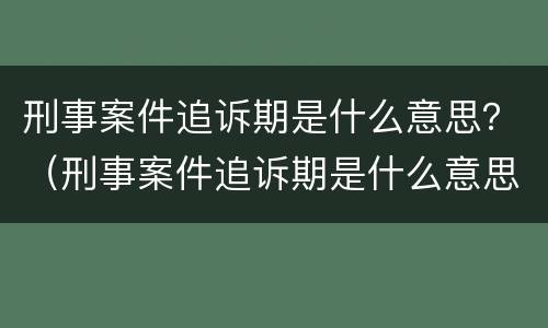 刑事案件追诉期是什么意思？（刑事案件追诉期是什么意思呀）