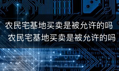 农民宅基地买卖是被允许的吗 农民宅基地买卖是被允许的吗知乎