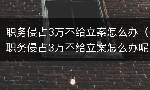 职务侵占3万不给立案怎么办（职务侵占3万不给立案怎么办呢）