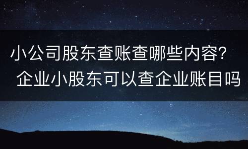 小公司股东查账查哪些内容？ 企业小股东可以查企业账目吗