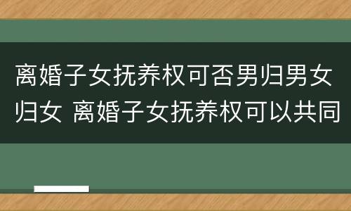 离婚子女抚养权可否男归男女归女 离婚子女抚养权可以共同抚养吗