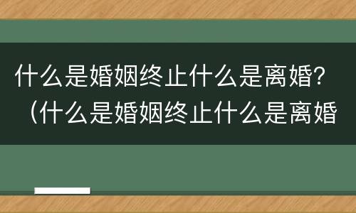 什么是婚姻终止什么是离婚？（什么是婚姻终止什么是离婚）