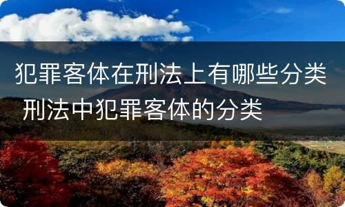 犯罪客体在刑法上有哪些分类 刑法中犯罪客体的分类