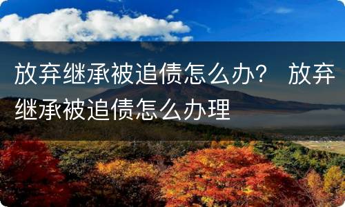 放弃继承被追债怎么办？ 放弃继承被追债怎么办理