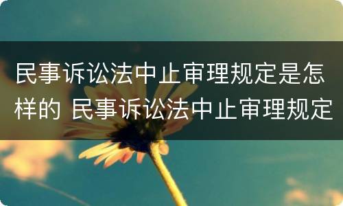 民事诉讼法中止审理规定是怎样的 民事诉讼法中止审理规定是怎样的情形