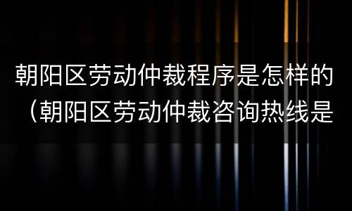 朝阳区劳动仲裁程序是怎样的（朝阳区劳动仲裁咨询热线是多少）