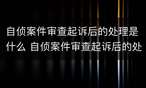 自侦案件审查起诉后的处理是什么 自侦案件审查起诉后的处理是什么意思