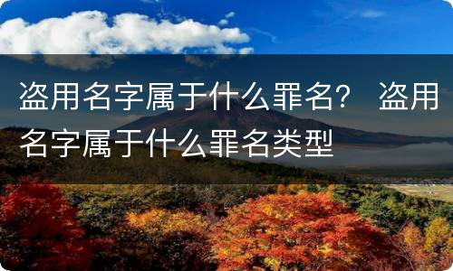 盗用名字属于什么罪名？ 盗用名字属于什么罪名类型