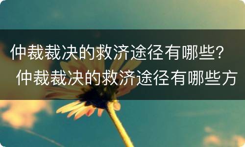 仲裁裁决的救济途径有哪些？ 仲裁裁决的救济途径有哪些方法