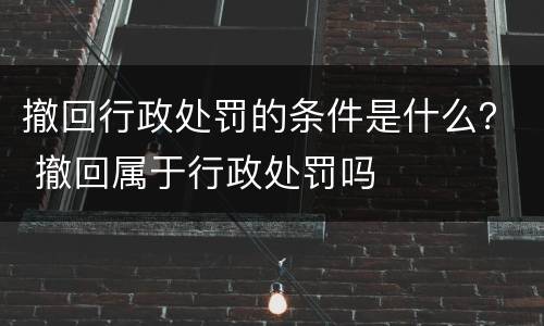 撤回行政处罚的条件是什么？ 撤回属于行政处罚吗