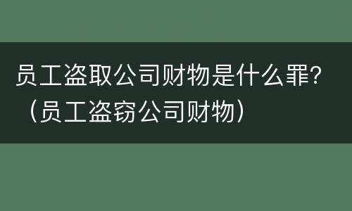 员工盗取公司财物是什么罪？（员工盗窃公司财物）