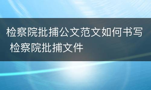 检察院批捕公文范文如何书写 检察院批捕文件